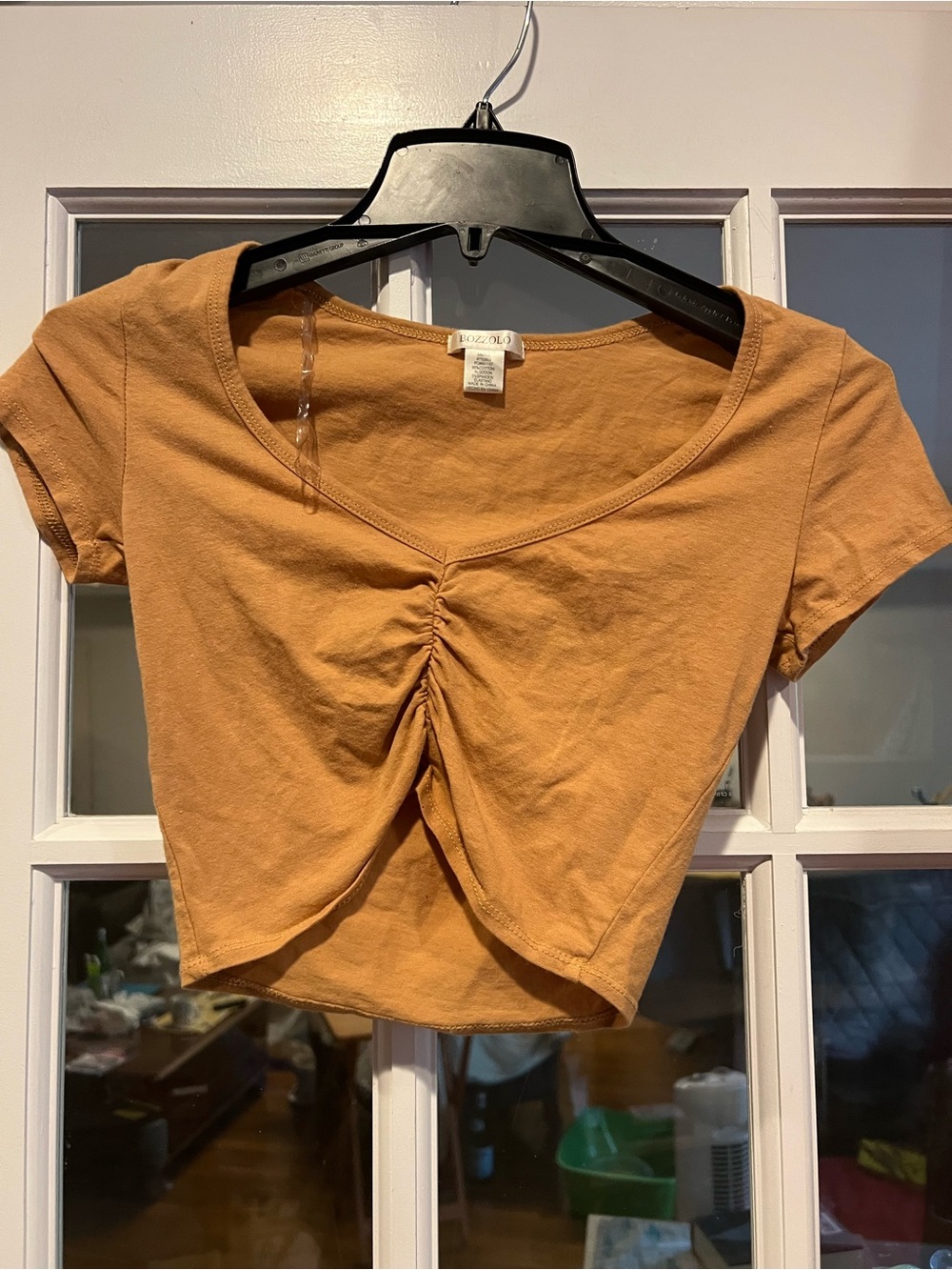 Bozzolo Ruched Front Crop Tee - Mustard